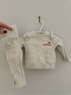 Kids Matching Set - Cream 'Cutie' Pullover & Pants